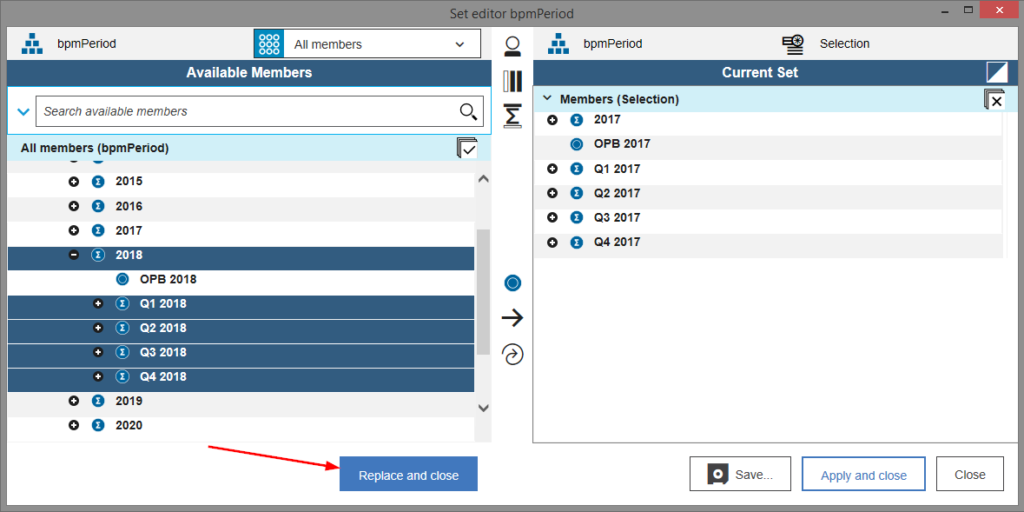 Understanding the replace and close feature in IBM Planning Analytics for Excel (PAx)