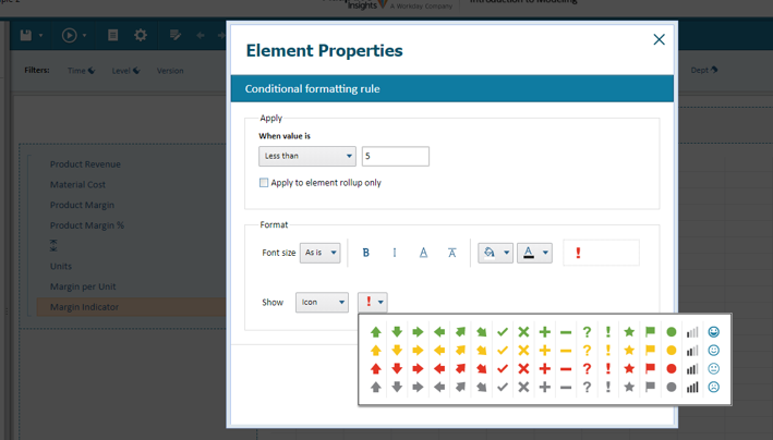 Options for Matrix Display in Adaptive Insights