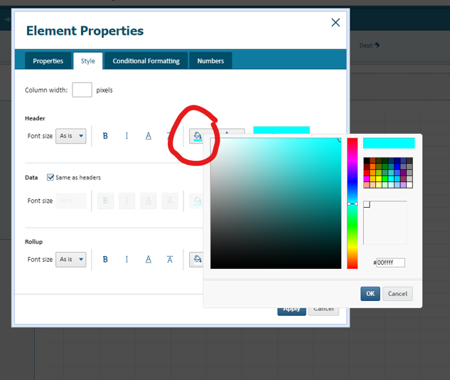 Matrix Display Options in Adaptive Insights