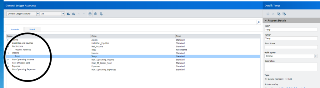 Adaptive Insight General Ledger Root Account