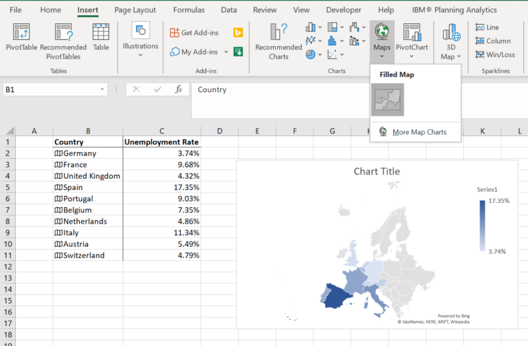 IBM Planning Analytics Tips & Tricks: New Excel Feature - Map Charts