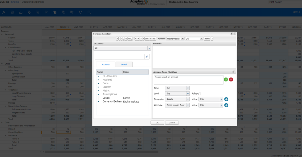 Adaptive Planning: The Formula Assistant