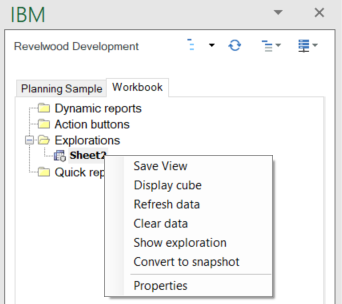 Learn about the PAx task pane workbook tab in IBM Planning Analytics