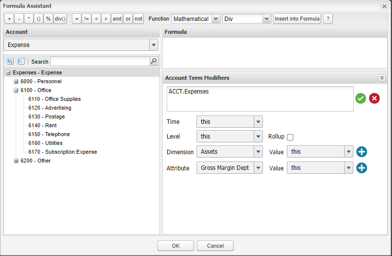 How to use the formula assistant in Adaptive Insights