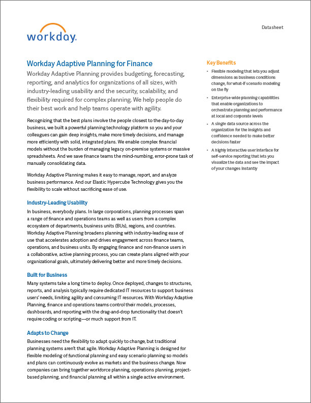 adaptive planning for finance